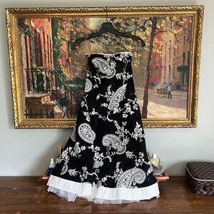 Ruby Rox Y2K Strapless Party Dress Black Paisley Size Small
